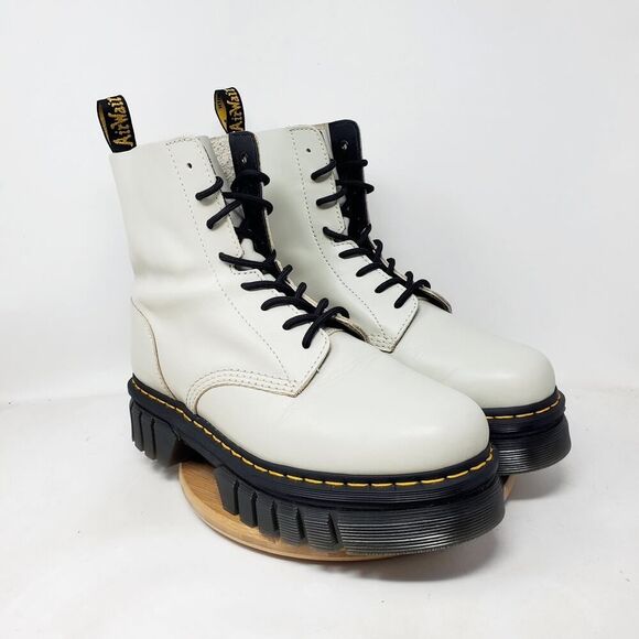 Dr Martens Audrick Quad Boots Women 12 Platform Cobblestone Grey Chunky Lug Boot - Picture 2 of 16